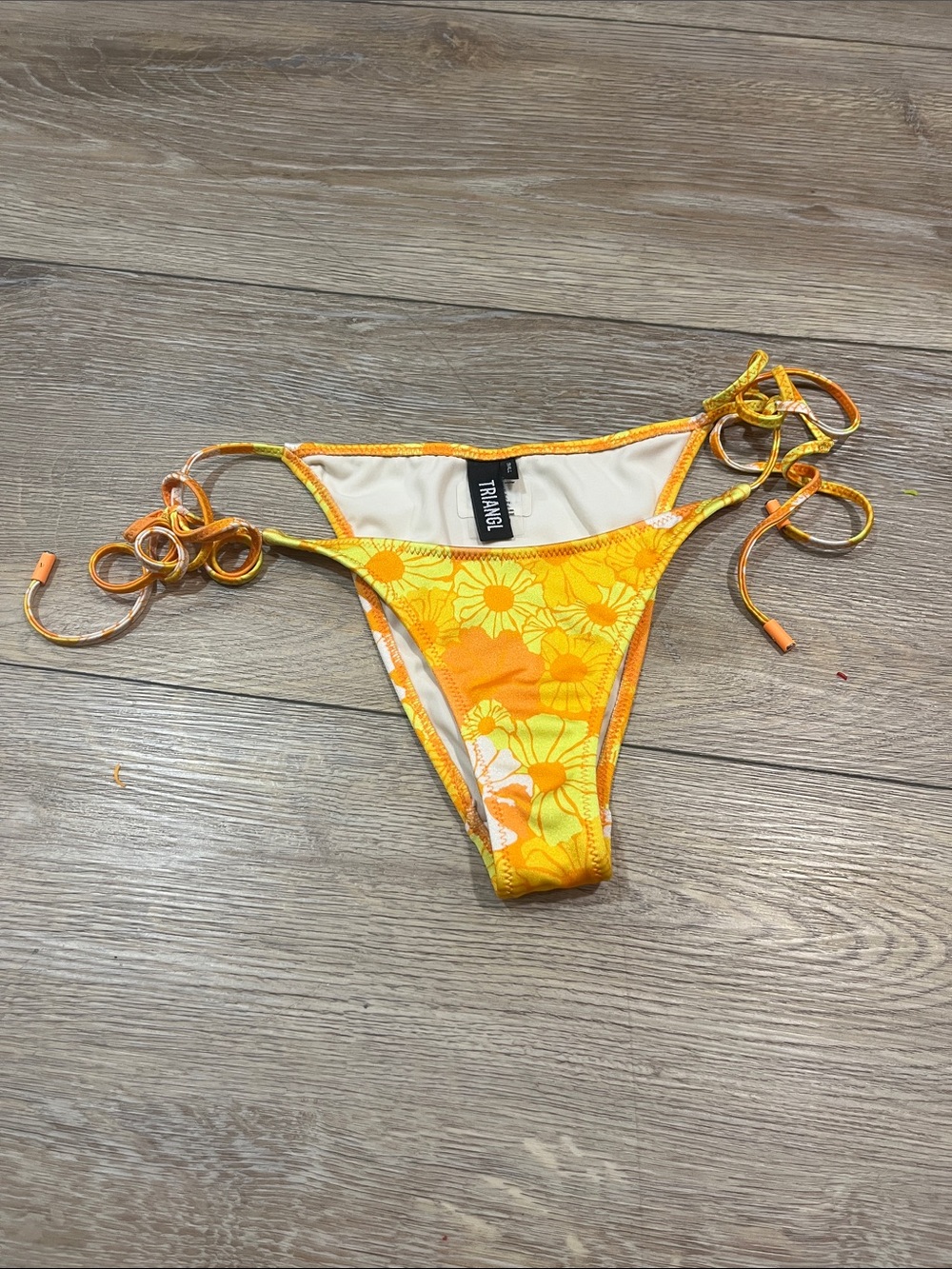 Triangl bright yellow & orange floral tie-side bikini bottom